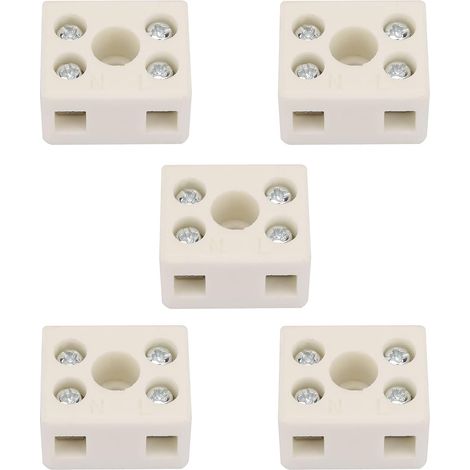 5 Pièces Borniers en Céramique Isolant Haute Fréquence, Anti vieillissement, Domino Ceramique Haute Temperature, bornier electrique pour Câbles D'alimentation (1/5)