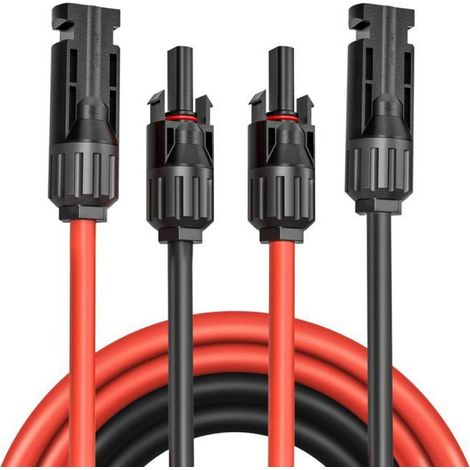 Câble Extension Solaire MC4 - AWG12 4 mm² - Rouge Noir - IP67 - 2x5 m - ≤100 W (1/5)