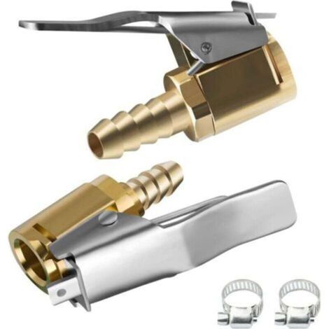 Adaptateur de Valve de Pneu de Voiture, 2pcs 6 mm 1/4" Embout de Gonflage Laiton, Clip de tête de conversion pour valves de pneu, pour toutes les valves de pneus avec filetage de valve (1/5)