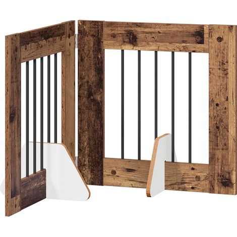 vidaXL Foldable Dog Gate with Stands 2 pcs Old Wood 120.5 cm