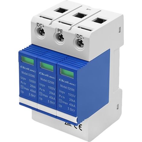 Qoltec DC 3P 1000 V T2 C Überspannungsableiter (5901878525860)