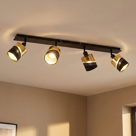 Plafoniera Lampada da soffitto Lampada da soggiorno regolabile in metallo nero H 20,5 cm