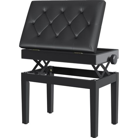 Tabouret de piano réglable en hauteur avec rangement intégral 54,5x33x48-58 cm en cuir PU (1/5)
