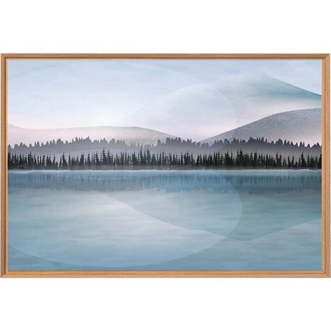 Tableau mural encadré peinture d'un paysage 65x97 cm - Tableau Mural Décoratif - Image Encadrée Imprimée en HD - Impression 65x97 cm sur Fibres de Bois FSC - Finition Mate - Fabriqué en France (1/5)