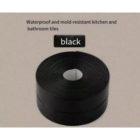 Dichtungsband, PVC-Band, geeignet für Badewannen, Wände, Duschräume und Waschbecken (Schwarz, 6 cm x 3,2 m, 2 Stück) (1/5)