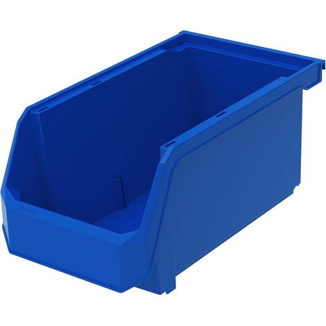 Lot de 6 bacs en plastique pour organisation et rangement pour placard, cuisine, bureau, garage ou garde-manger, bacs empilables (38 x 20 x 18 cm), bleu (1/5)
