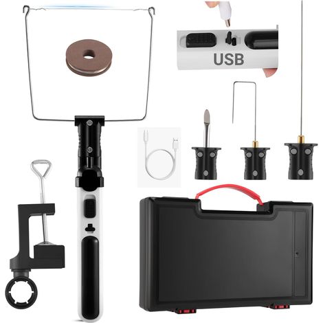 Styroporschneider Heißdrahtschneider Akku,Elektrischer styropor schneider mit LED-Vorleuchte,Kunststoffbox, Heiß-styroporschneider für Schnittkanten Kunststoffe & styropor (Schwarz Style)