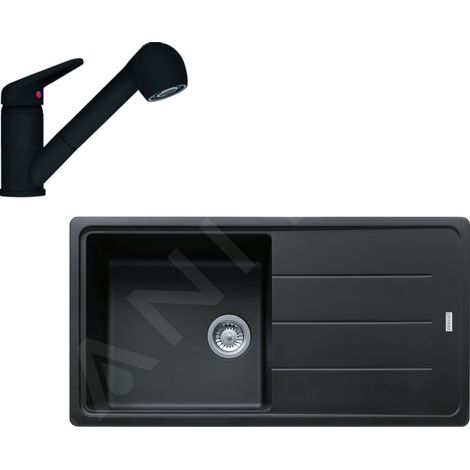 Franke Colonnes - Ensemble G138, évier en fragranit BFG 611 et mitigeur FC 9547.901, noir mat 114.0675.664 (1/5)