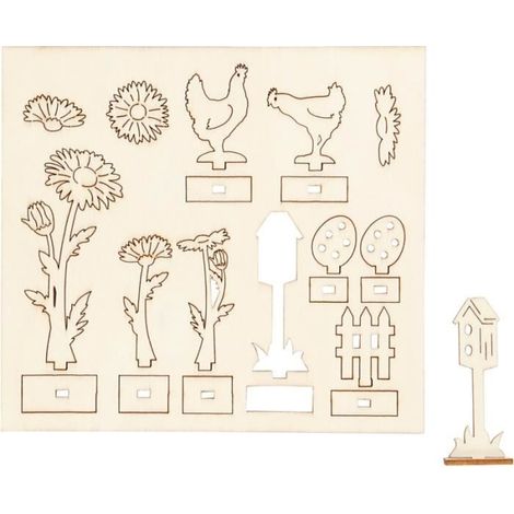 Figurines - Poules de Pâques - 21 pcs - Bois clair - Objets décoratifs - Intérieur