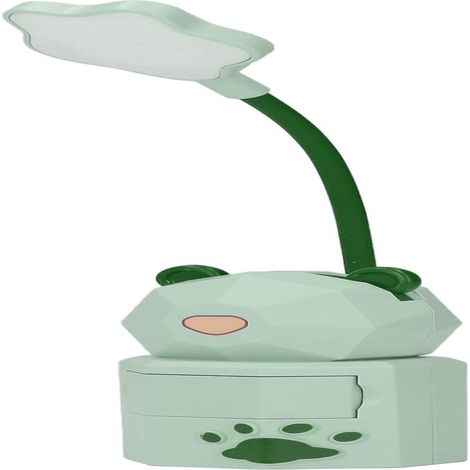 Lampe de bureau LED verte mignonne, protection des yeux, USB, portable pour la lecture, la chambre et la chambre d'étudiant (1/4)
