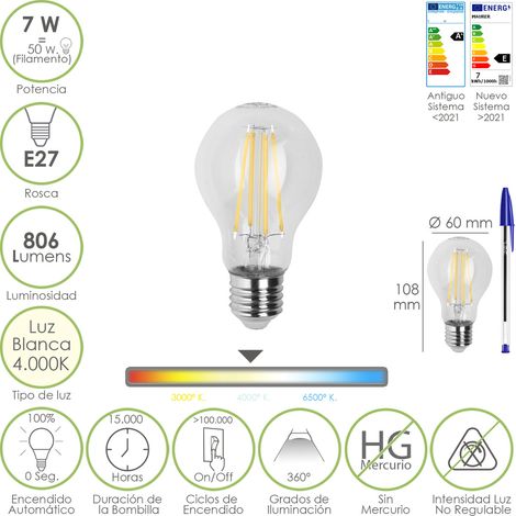 Glühbirne led Glühfaden Standard e27 Gewinde. 7 watt. entspricht 50 watt. 806 Lumen. neutrales Licht 4000º k.