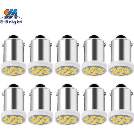 Ampoules LED BA9S 12V 24V 6.3V 6V pour éclairage de voiture (T4W T11), éclairage de plaque d'immatriculation (1895 1891 64111, 755 44 47 1893, lot de 10).12V DC