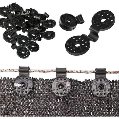 Lot de 50 clips en plastique pour la protection des tissus et des filets d'ombrage, avec œillets intégrés. (1/4)