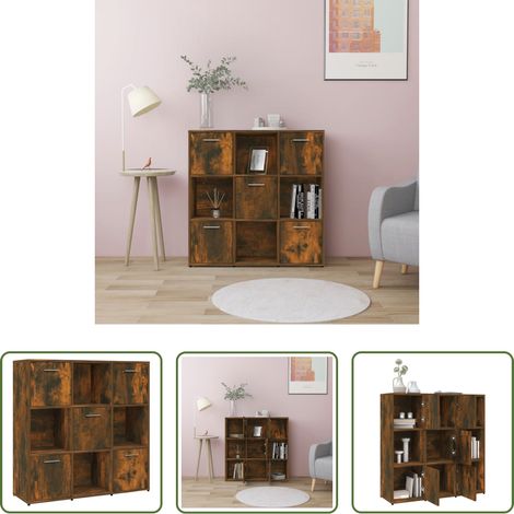 Rangement livres - Bibliothèque Chêne fumé 90x30x90 cm Bois d'ingénierie (1/5)