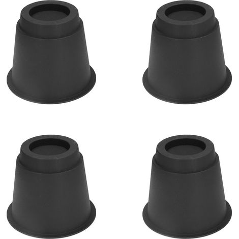 4 Pièces Surélévateurs de Meubles en Plastique 5 Pouces, Socles Ronds Empilables pour Lit, Chaise, Table, Canapé - Noir
