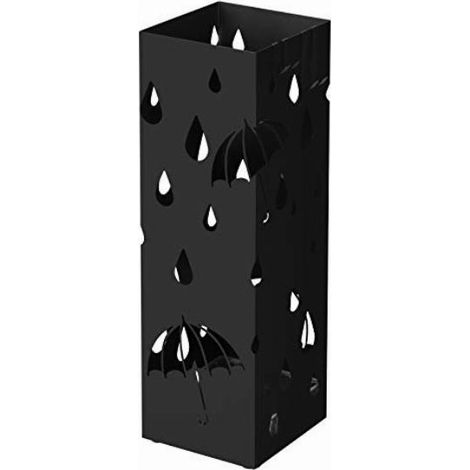 SONGMICS Porta Ombrelli in Metallo, Contenitore per Ombrelli con Vaschetta Scolapioggia e 4 Gancetti, 15,5 x 15,5 x 49 cm, Nero LUC49B (1/5)