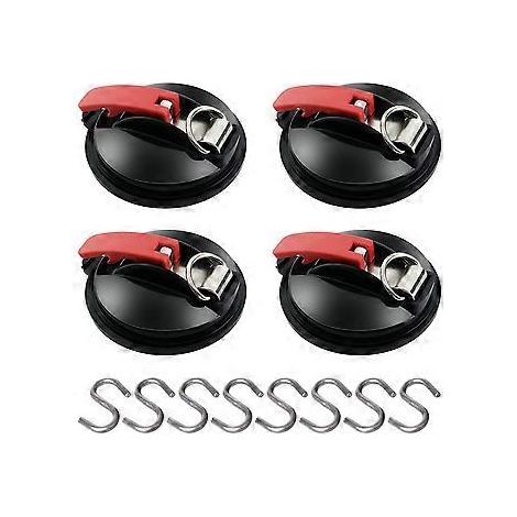 4-teiliges Saugnapf-Anker-Set mit Befestigungshaken, 8 S-Schaft-Haken, Saugnapf-Befestigungshaken für Markisen, Autozelte, Campingplanen-Zubehör