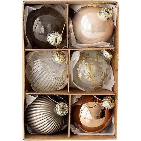 Lot de 6 boules de Noël en verre exquises, idéales pour créer une ambiance festive à la maison ou pour les fêtes. (1/5)