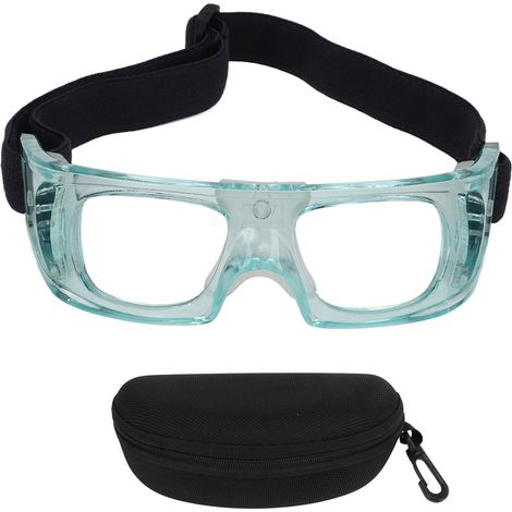 Lunettes de protection sport pour enfants - Monture incurvée ajustable en PC résistant aux chocs - Modèle bleu (1/5)