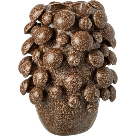 Vase en argile marron style champignon décoration originale - Marron argile moucheté naturel (1/3)