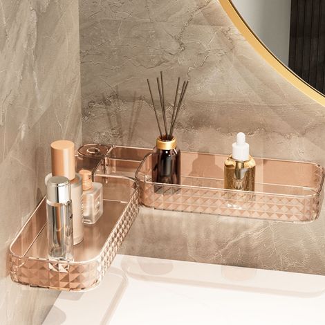 Transparent Shelf - Wall Mounted Without Drilling - Rotating 180° Drainable Design - For Bathroom Kitchen Sink - 63 X 10.9 X 4 Cm - 1 Piece (1/5)