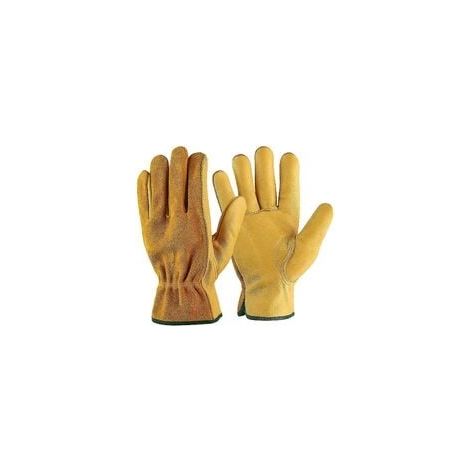 Gants de Travail en Cuir de Vache,pour Chauffeurs, Bricolage ,Jardinage, Stockage, Travaux Agricoles, Multifonctions (L, Jaune) (1/5)