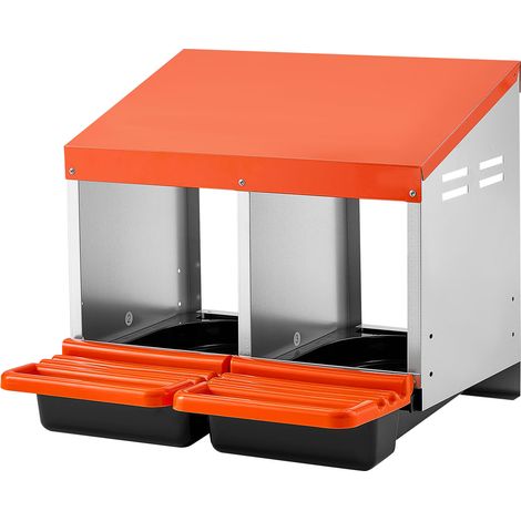 Mophorn Nidos para gallinas con 2 compartimentos, diseño práctico para recoger huevos, montaje en pared, ideales para gallinas ponedoras, color naranja, dimensiones 535 x 525 x 475 mm