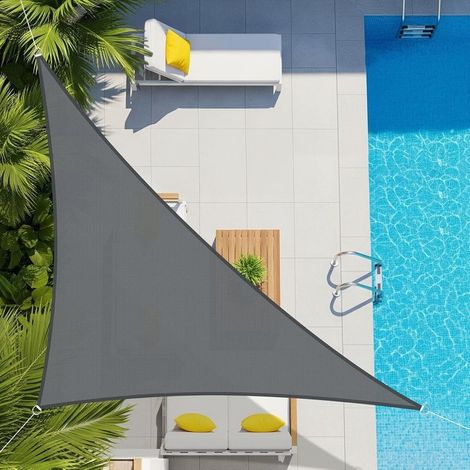 Voile d'ombrage Imperméable Triangulaire 2x2x2m Toile Ombrage UV Protection pour Terrasse Extérieur Jardin -Gris Foncé (1/5)