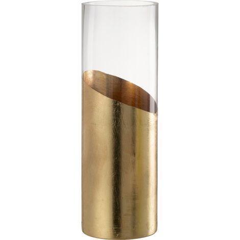 Photophore Design en Verre "Moa" 30cm Transparent & Or (1/5)