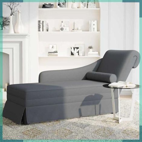 Fauteuil long - 4009783 - velours gris foncé - accoudoir droit - 145 x 56 x 70 cm (1/5)