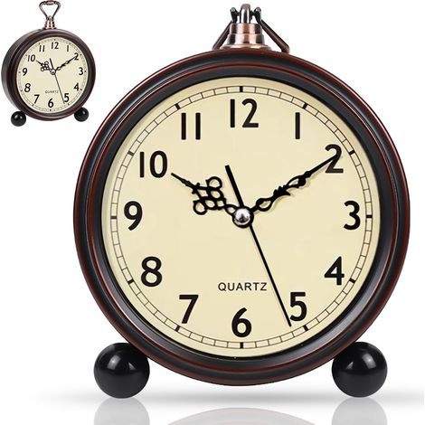 Reveil Analogique - Reveil Vintage sans Tic-Tac, Reveil Matin, Réveil À Quartz, Horloge A Poser, Reveil A Piles, Horloge De Table, Réveil De Voyage pour Maison Chambre Bureau (1/5)