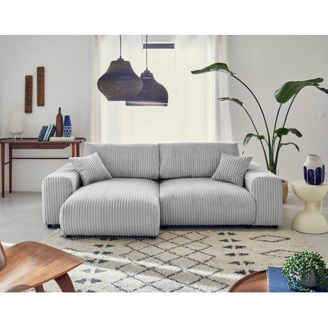 Garance – ecksofa beidseitig montierbar - 4-sitzer – aus breitcord - hellgrau