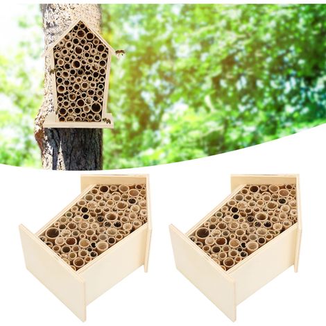 Lot de 2 maisons à abeilles en bois, abris pour abeilles, nichoirs pour la décoration de jardin (1/5)
