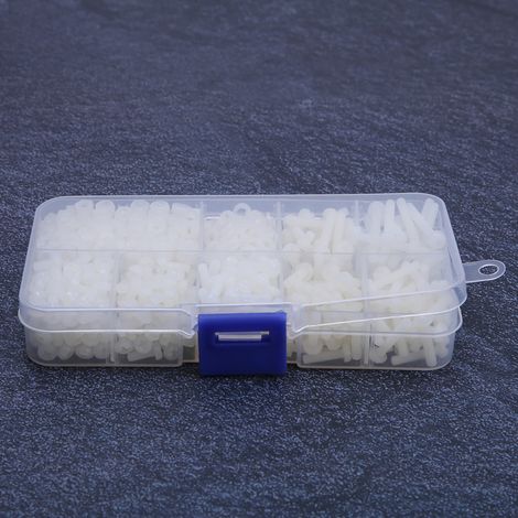 800 Stück/Box M3 Nylon Schraubenmutter Unterlegscheiben Kombinationsset Befestigungselemente Hardware Zubehör Weiß (1/5)