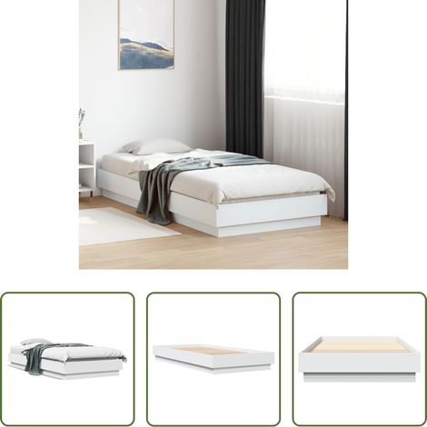 vidaXL Estructura de cama madera de ingeniería blanca 100x200 cm (1/5)