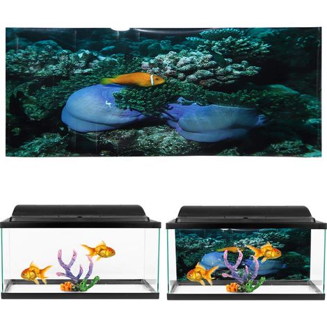 Autocollant en pour fond d'aquarium motif poisson décoration 6 PVC jaune (1/4)