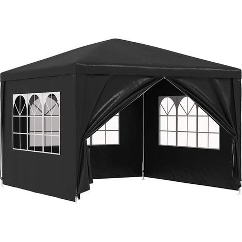 Tente de réception 3 x 3 m anthracite - Tente de réception jardin fête événement extérieur barnum (1/5)