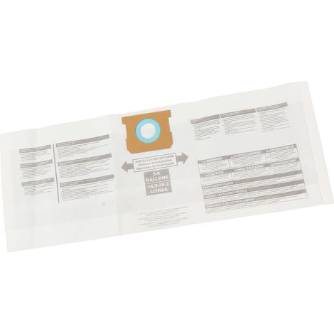 Sac Filtrant Rechange pour Aspirateur de Workshop 5‑8 Gallon [Modèles Compatibles: Ridgid VF] - 2 Pièces - Non‑Woven (1/5)