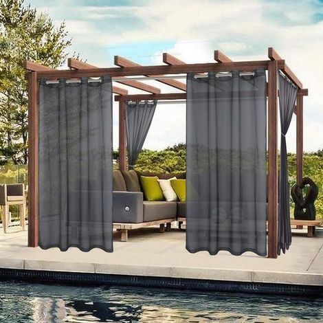 2-teilige schwarze, transparente, wasserdichte Außenjalousie (132 x 274 cm) mit Aufhängeringen für Terrassen, Pergolen, Balkone, Wohn- und Schlafzimmer (1/3)