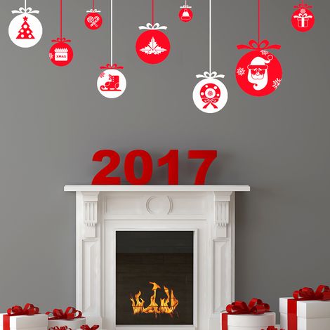 Sticker Noël les boules de Noël et ses décorations - Autocollants stickers adhésifs noël - décoration fêtes - 30x40cm (1/4)
