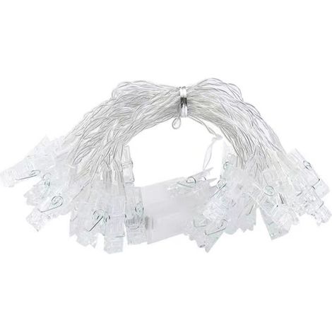 Guirlande Lumineuse à Pinces - 3 m - 20 LED Blanc Chaud - Alimentée par Piles - Télécommande - Minuterie 6 h - Pour Photos Cartes et Œuvres (1/5)