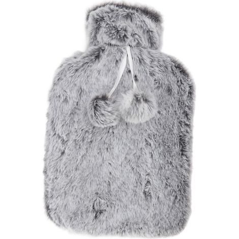 2000ML Sac d'eau chaude en caoutchouc haute densité, bouillotte réutilisable pour douleur d'épaule, pack chaud hiver noir et blanc (1/5)