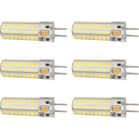 Packung mit 6 GY6.35 7W 72LED kaltweißen Glühbirnen, CE/ROHS-zertifiziert, flexibles Silikon, kompatibel mit Kronleuchtern, Deckenleuchten, Wandleuchten und Tischlampen, AC/DC 12V Netzteil. (1/5)