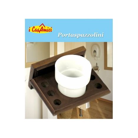 Bicchiere Portaspazzolino appoggio in legno noce (1/2)