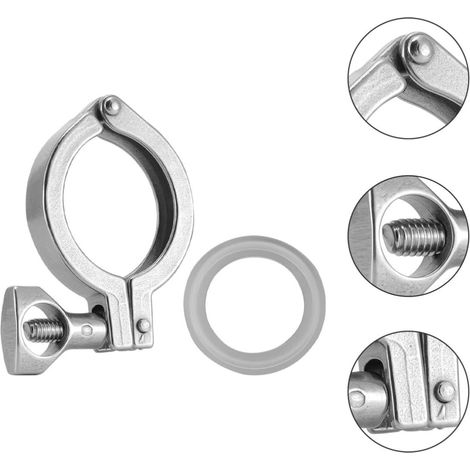 2 Ensembles Colliers Serrage Inox Tri Clamp Single Pin avec Joint Silicone Étanche Résistant Corrosion pour Connexion Sanitaire Pouce (1/5)