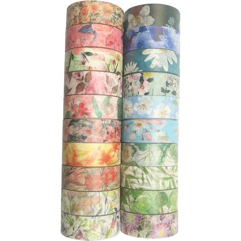 20 rouleaux ruban adhésif décoratif floral doré, 5 m x 15 mm, pour carnets et albums photo (1/5)