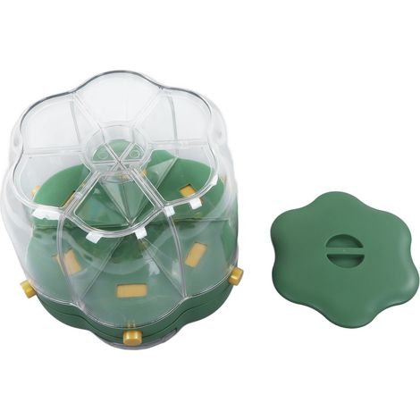 Boîte à Riz Tournante 6 Compartiments Grande Capacité 6.5kg pour Cuisine, Stockage Alimentaire Vert