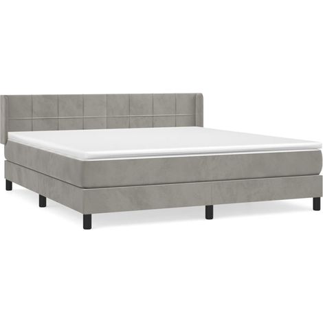 Cama box spring con colchón terciopelo gris claro 180x200 cm vidaXL (1/4)
