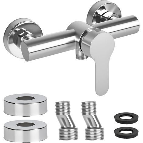 Single Handle Shower Faucet, Shower Faucet, Wall Mounted, Surface-Mounted Shower Tap, 304 Stainless Steel, Water Outlet G ½ Down (1/5)