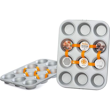 Decora 0062750 Teglia 12 Muffin In Acciaio Antiaderente Ø 7-35 X 26 X H 3 Cm (1/5)